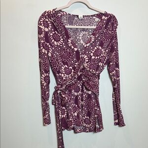 Searle Purple Floral Wrap Blouse